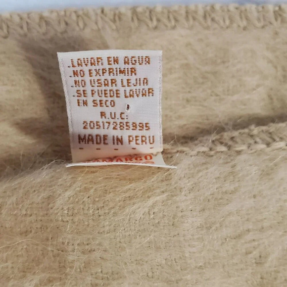 Peruvian Alpaca Camargo Beige Scarf With Fringes 30% Alpaca Made In Peru - Picture 4 of 7
